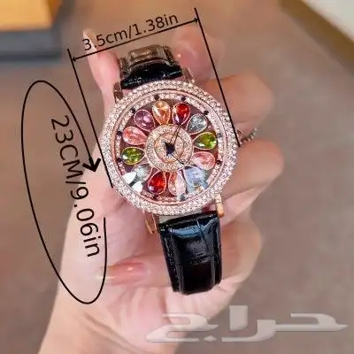 ساعه حريمي مينا دوار اوستيك حزام جلد 3