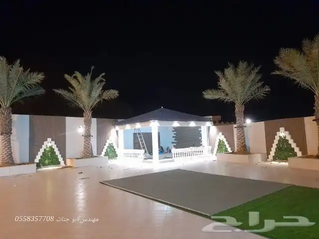 تنسيق حدائق عشب صناعي شلالات مظلات ديكورات 3