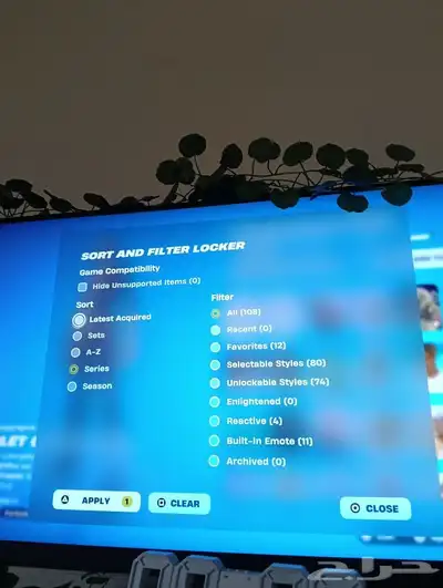 حساب فورتنايت للبيع فيه 108 سكنات واكسات 145 ورقصات كامله300 0