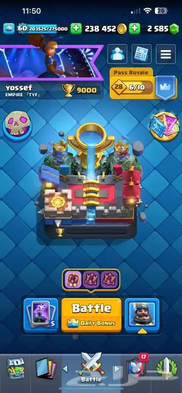 حساب كلاش رويال شبه ماكس لفل 60 0
