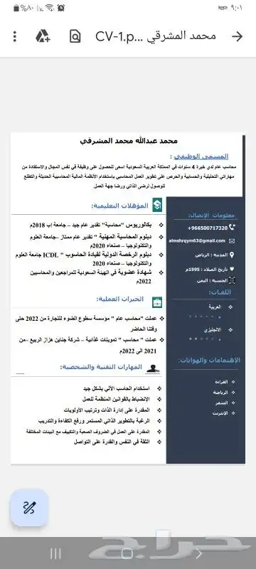 تصميم CV (سيرة ذاتية) عربي بإحترافية عالية 0