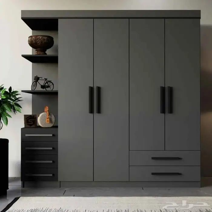 خزانة دولاب أربع أبواب ورفوف جانبيه 0