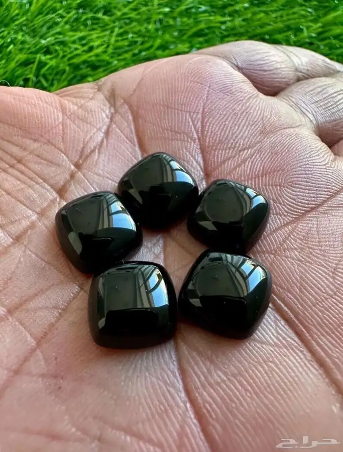 حجر الأونكس (الجزع) أسود طبيعي 5 قطع 5