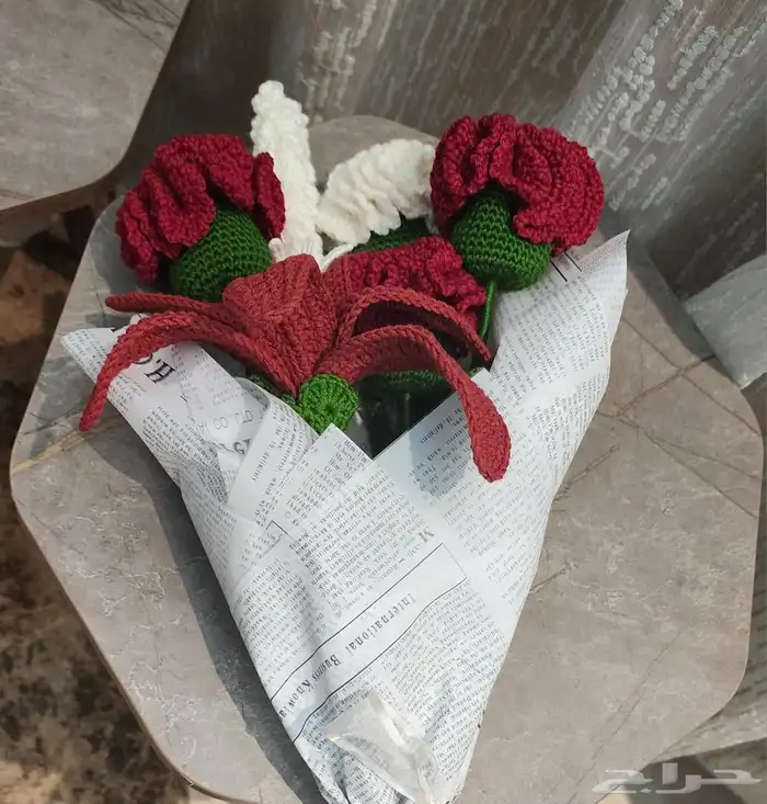 باقات ورد يدوية كروشية 3