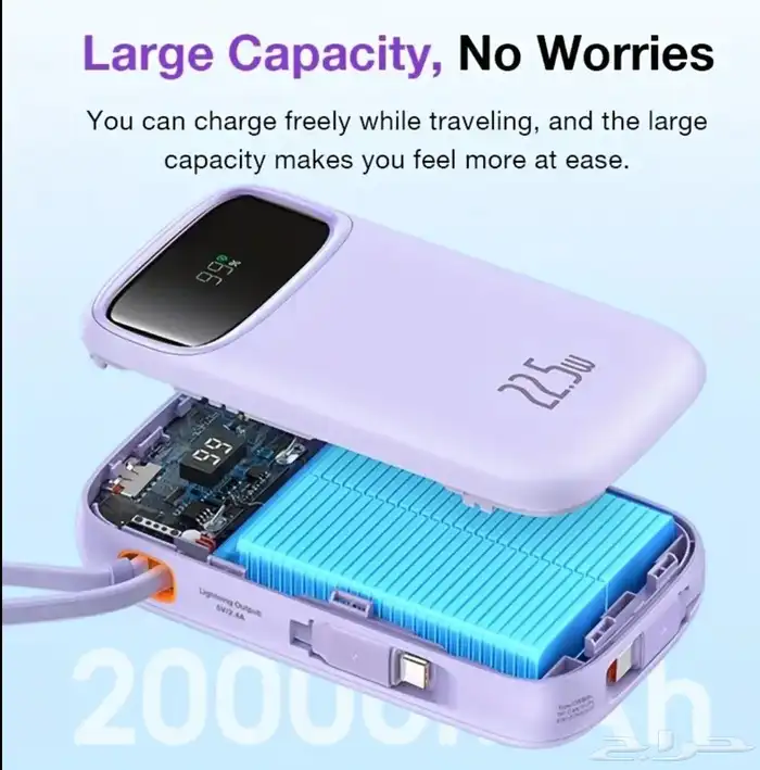 باور بانك سريع 20 مللي أمبير بشاشة مع الوصلات -Power Bank 7