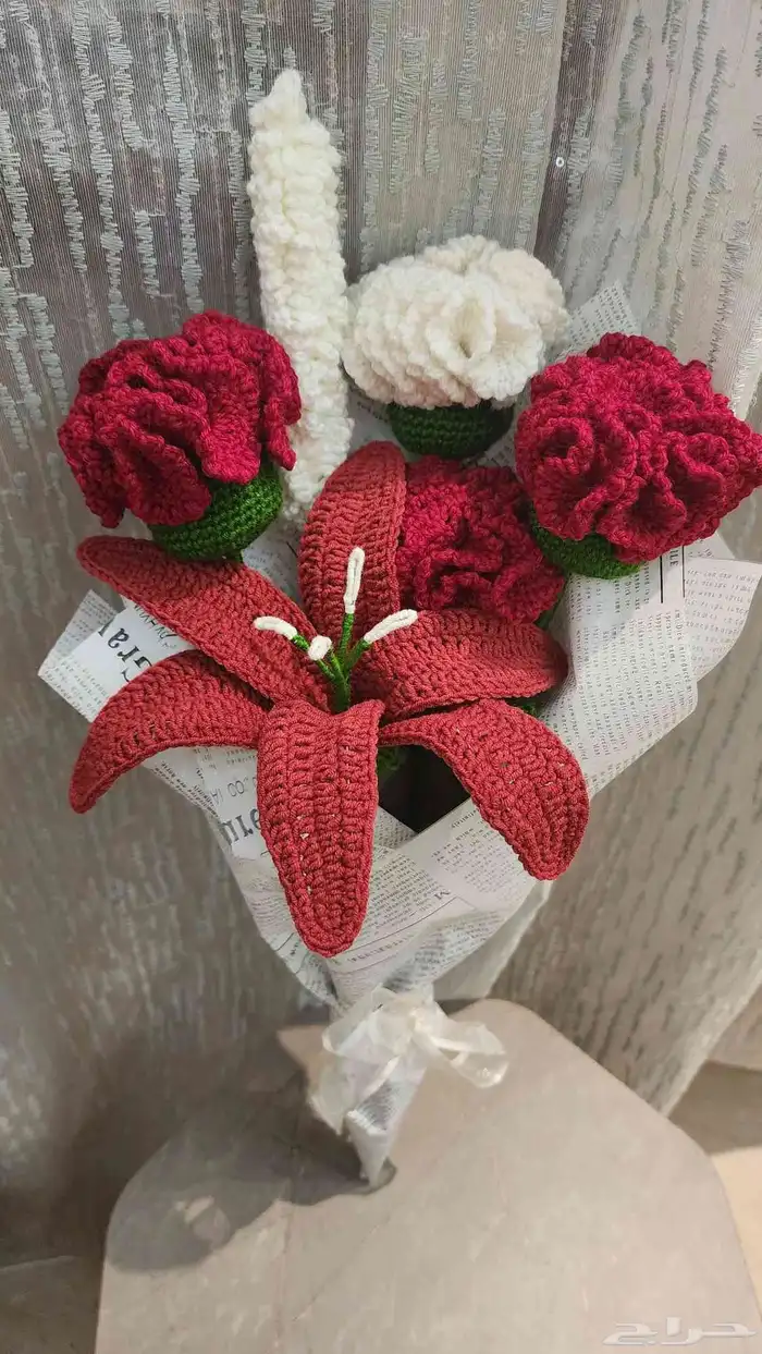 باقات ورد يدوية كروشية 0