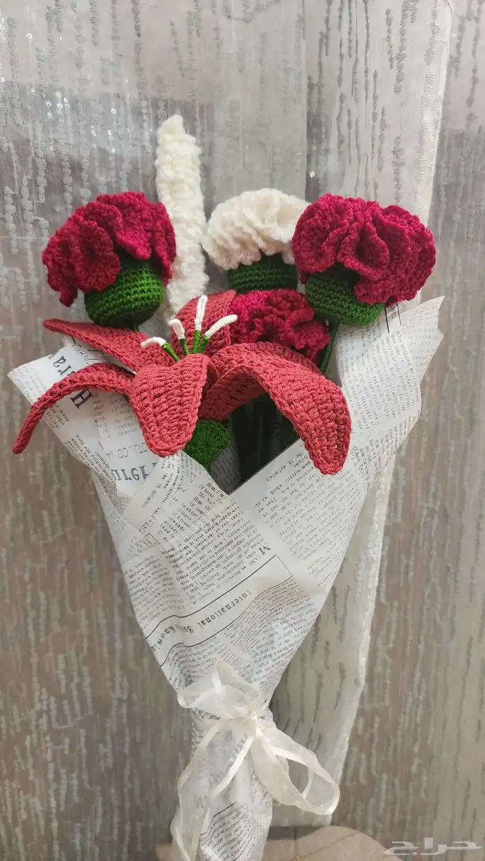 باقات ورد يدوية كروشية 1