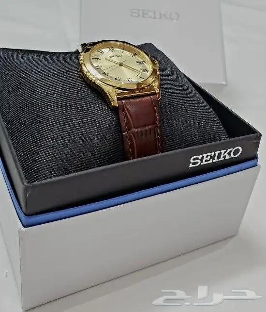 ساعة سيكو الفاخرة ارقام روماني بتاريخ جلد عودي الاصلية للبيع 3