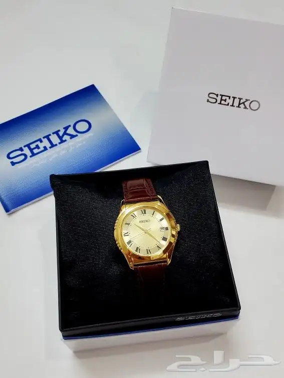 ساعة سيكو الفاخرة ارقام روماني بتاريخ جلد عودي الاصلية للبيع 4