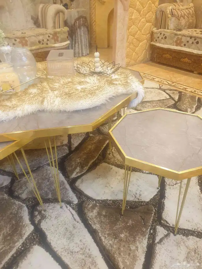 مجلس كنب وطاولات مغربي شبه جديد 7
