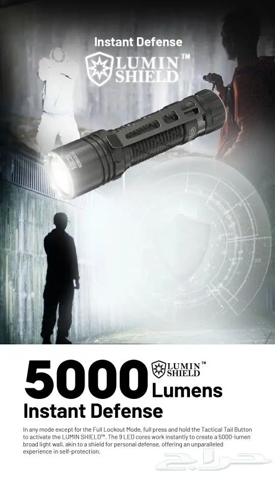 كشاف يدوي نايت كور EDC35 بقوة 5000لومن تصل مسافة الإضاءةm550 3