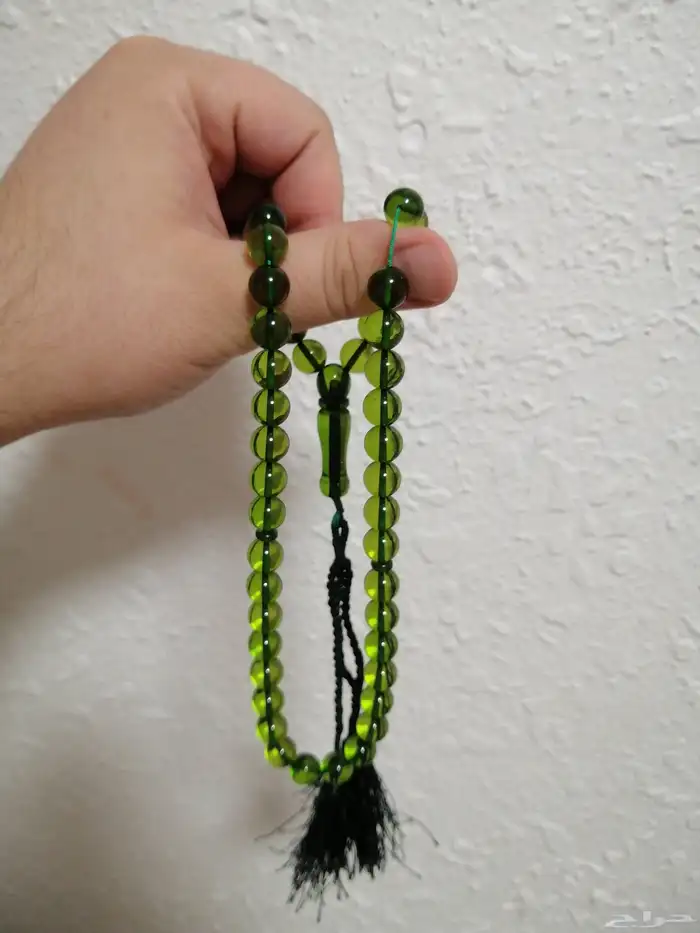 سبحة كهرمان لون زبرجدي فاخرة (جديدة). 2