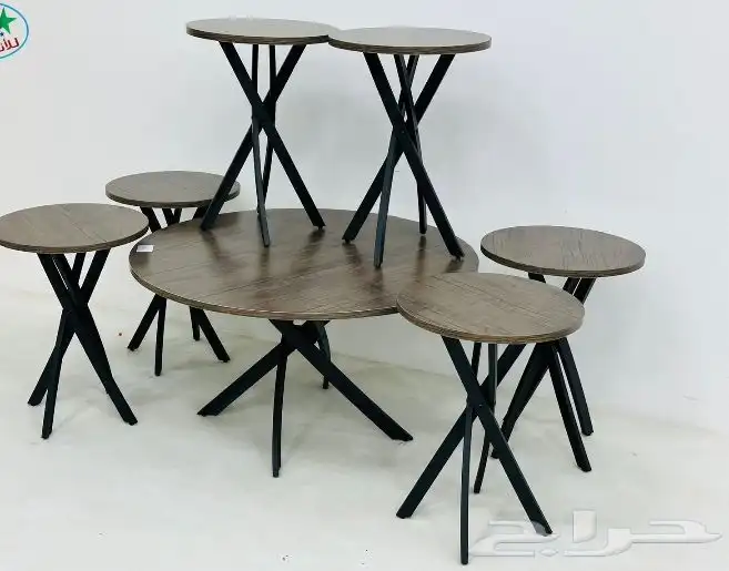 طقم طاولت خشب كنسول استيل. رخام 4