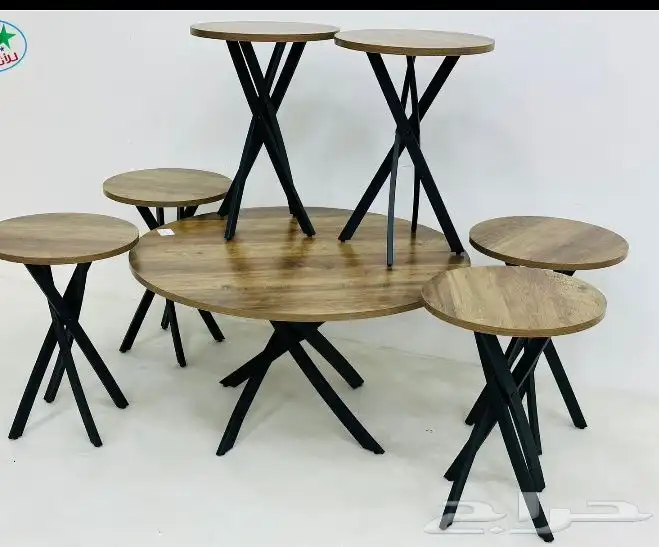 طقم طاولت خشب كنسول استيل. رخام 2