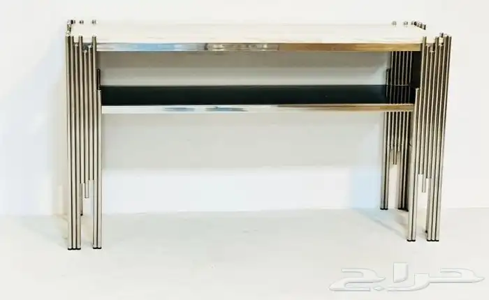 طقم طاولت خشب كنسول استيل. رخام 0