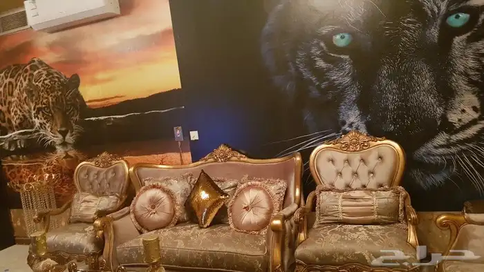 طقم كنب كلاسيكي ذهبي فاخر جدا 3