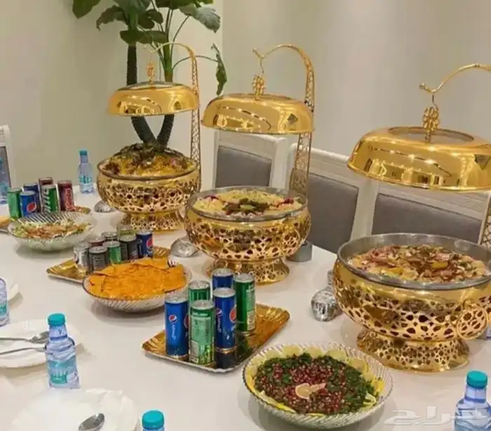 سخانات بوفيه اكل فخمة مقاسات متعددة فضي وذهبي وفضي مع ذهبي 8