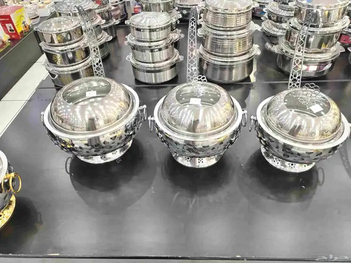 سخانات بوفيه اكل فخمة مقاسات متعددة فضي وذهبي وفضي مع ذهبي 5