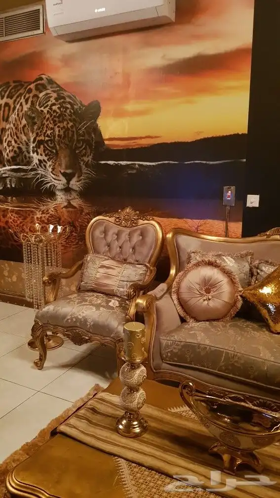 طقم كنب كلاسيكي ذهبي فاخر جدا 4