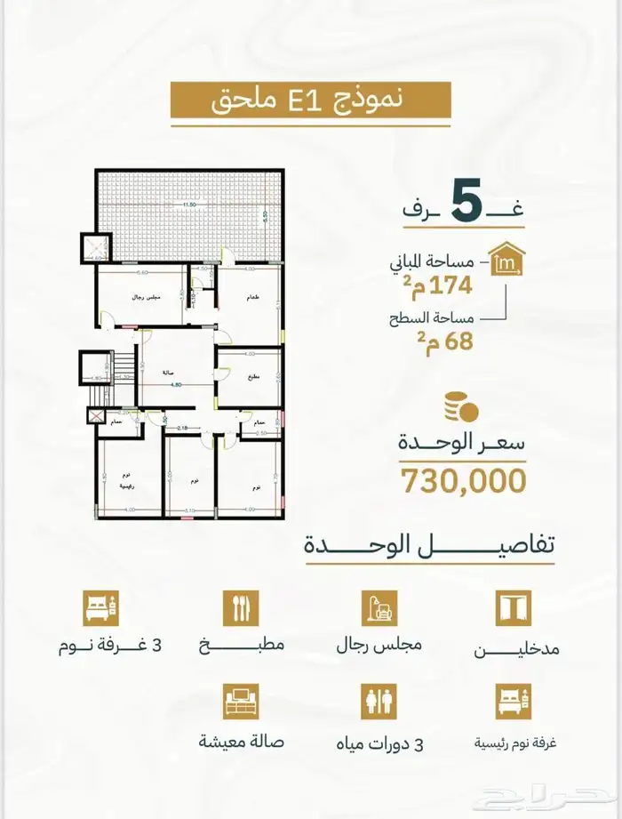 روفين 5 غرف للبيع الريان مخطط السلطان 0