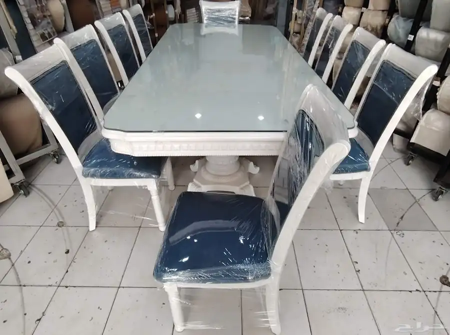طاولة طعام 9 كراسي مجدد قماش وبويا جديد 6