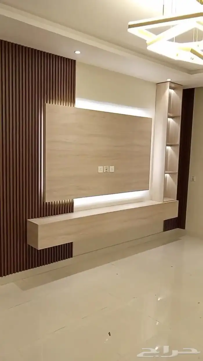 تصميم وتنفيذ خلفيات شاشه جبس شيبورد مداخل خشبيات 8