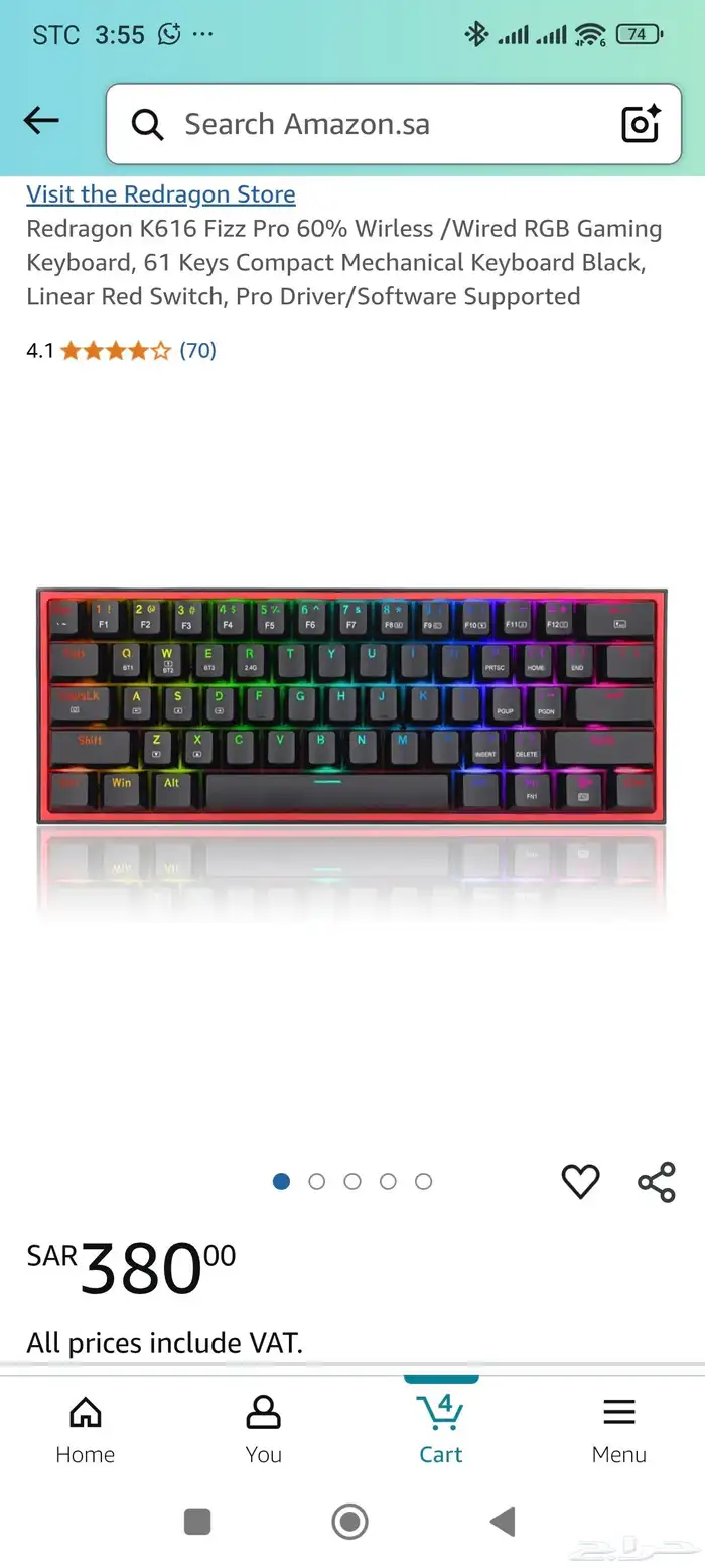 Redragon K616 Fizz Pro 60 Wireles كيبورد جيمينج صغير لاسلكى 0