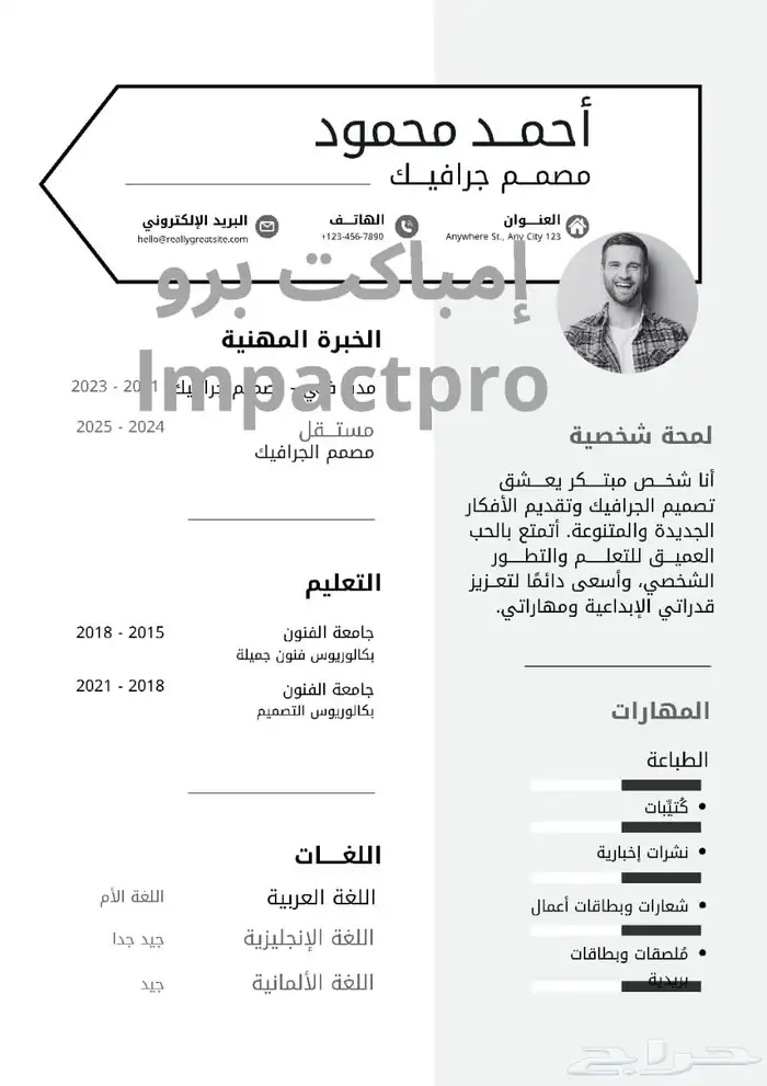 تصميم سيره ذاتيه احترافية 1