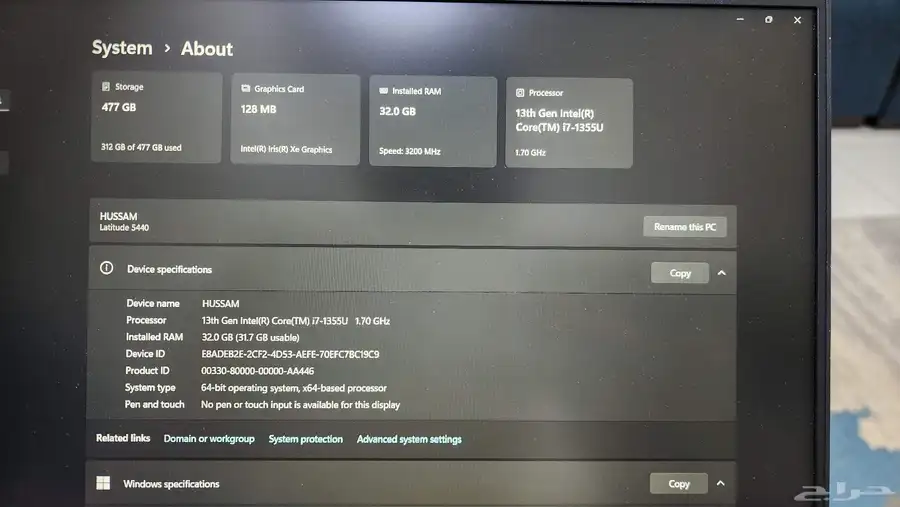 للبيع مستعمل لابتوب ديل لايتود 5440 13