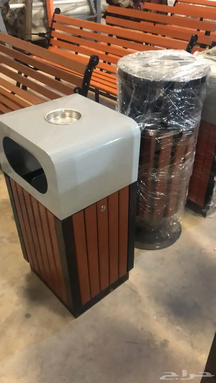 كرسي حديقة سلة زبالة طاولة كرسي حديد انتظار 6