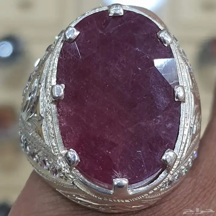 خاتم ياقوت افريقي طبيعي مميز 0