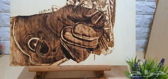 لوحة صقر رسم يدوي بالحرق على الخشب مقاس 60سم 45سم 5