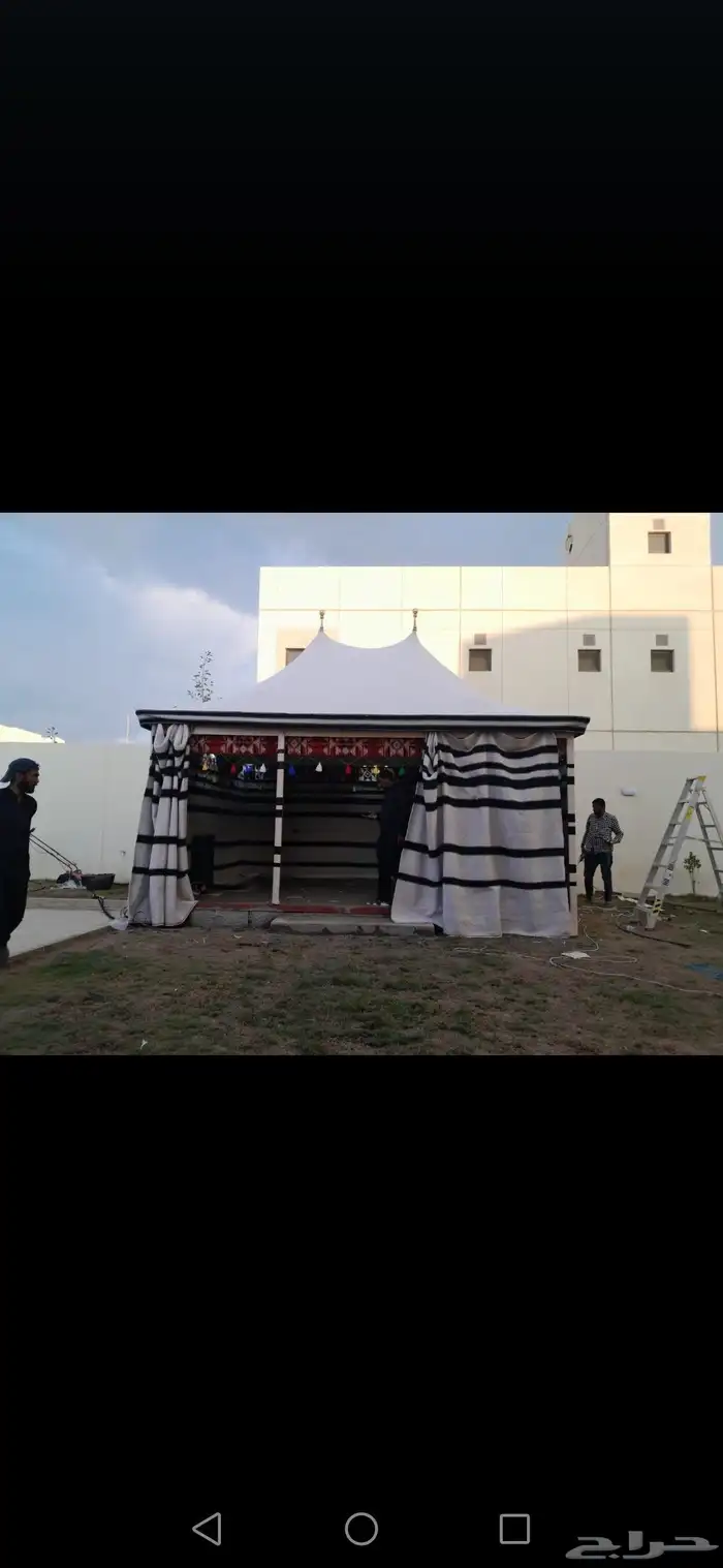 بيوت شعر مشب نار قرميد حديد تلبيس قماش ملكي 0