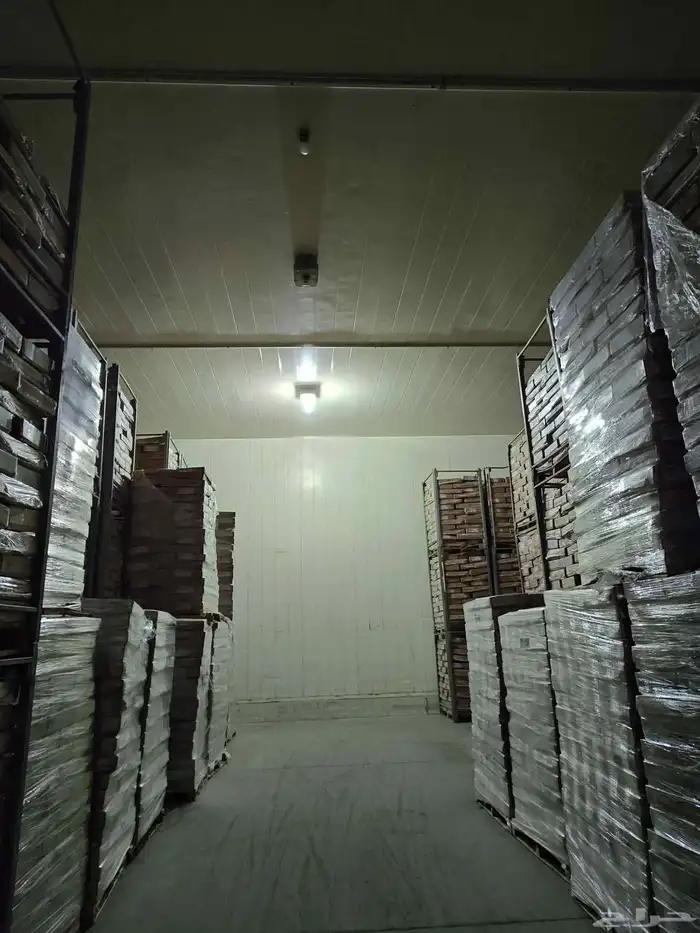 للإيجار مستودع فيه غرفة تبريد صناعية فائقة التجميد (-18 5