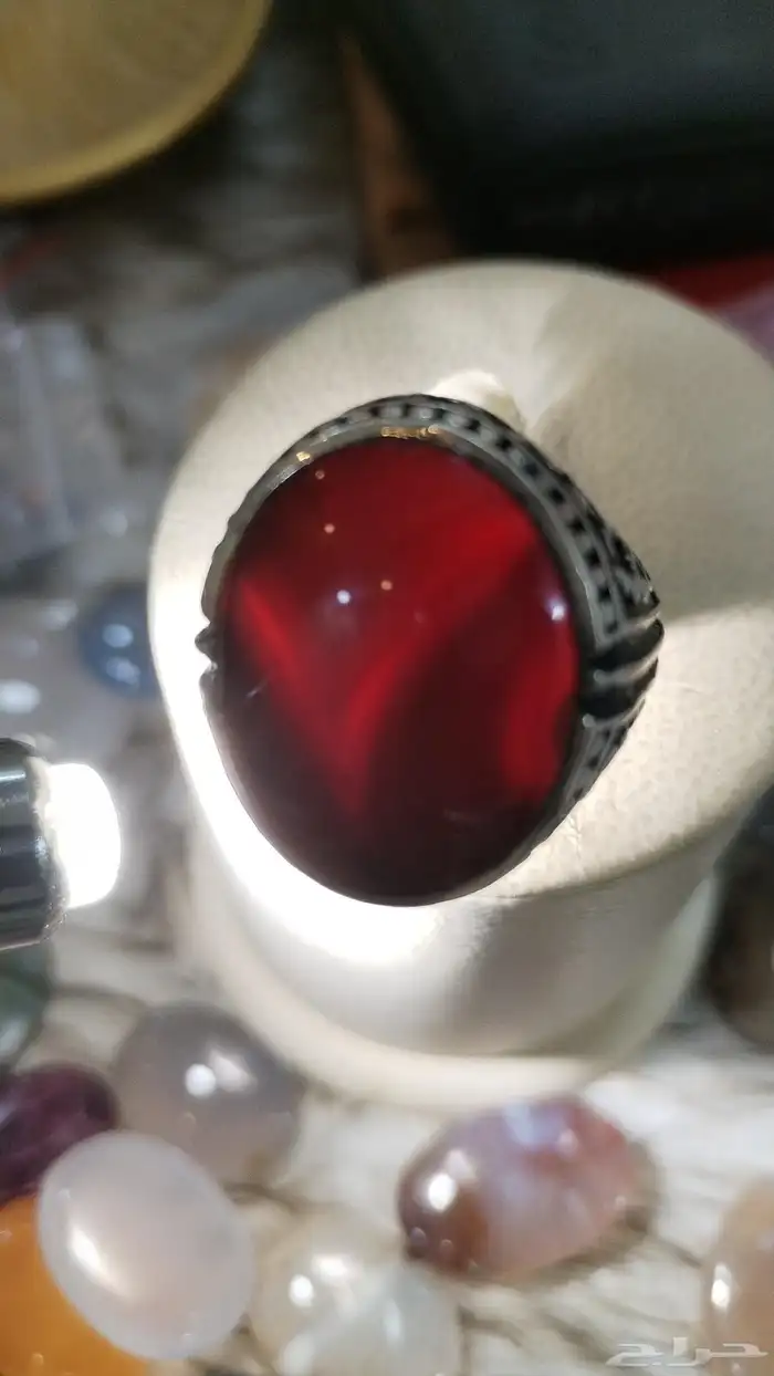 خاتم عقيق يماني كبدي صياغه عارف 0