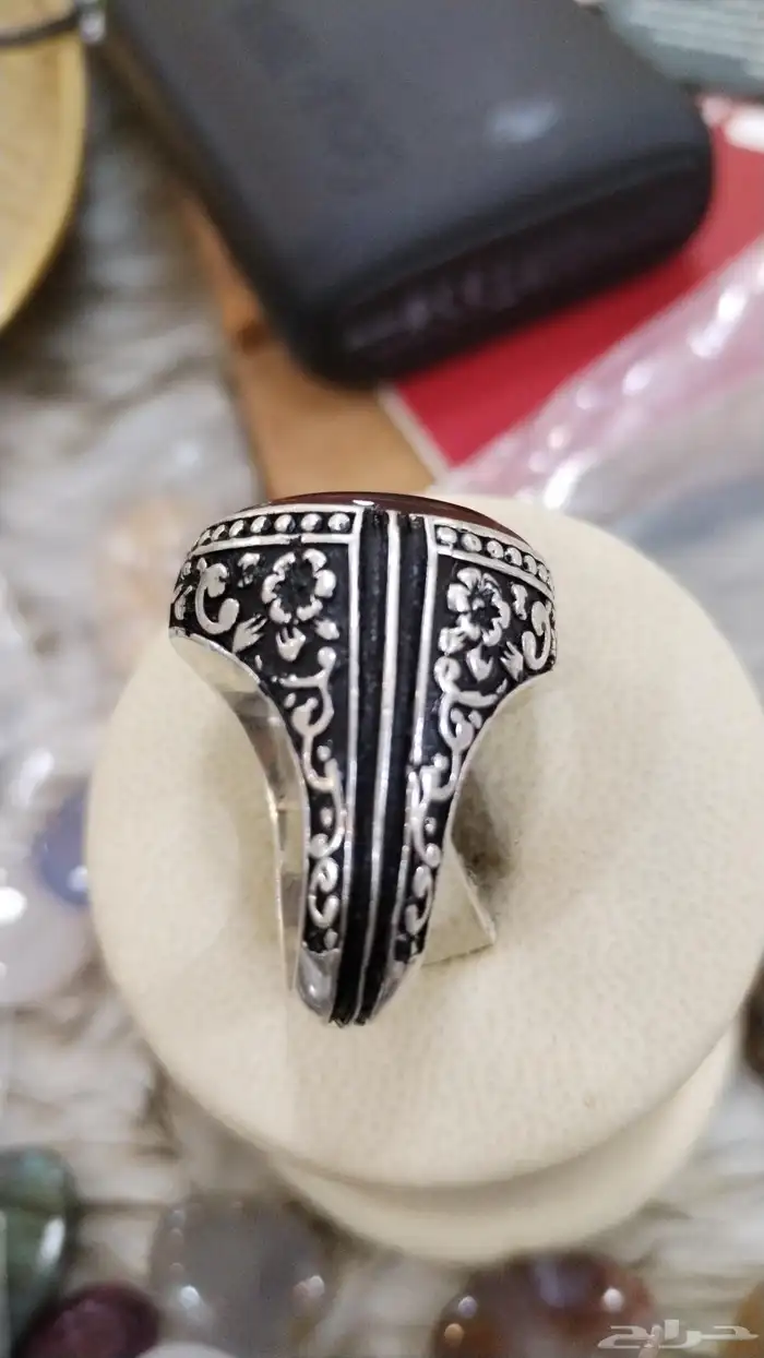 خاتم عقيق يماني كبدي صياغه عارف 6