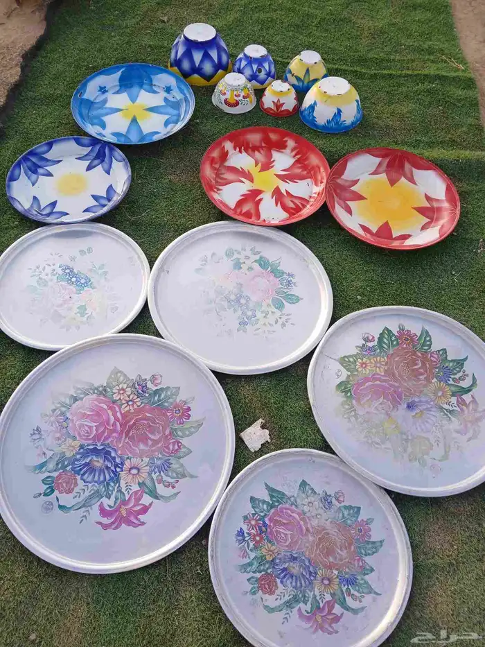 صحون معدن ابو ورده. وصحون غضار 6