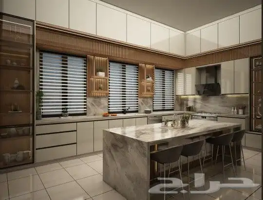 تفصيل مطابخ خشب ومطابخ صاج والمنيوم ورخام صناعي وبورسلان 1