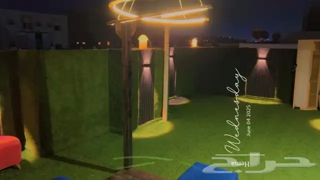 تفصيل مظله و كراسي و بديل خشب و عشب صناعي كل 8