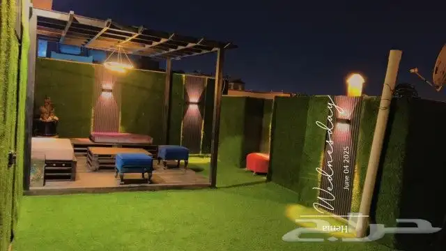 تفصيل مظله و كراسي و بديل خشب و عشب صناعي كل 1