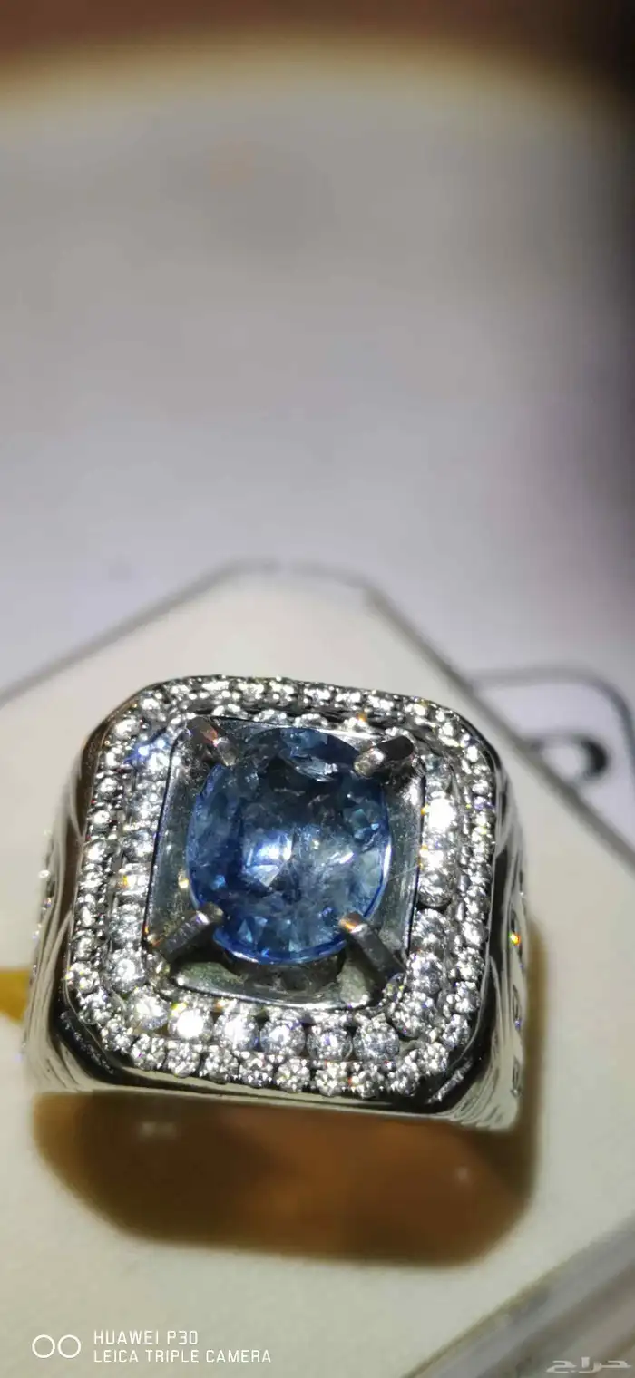 خاتم زفير طبيعي فاخر (natural sapphire) 0