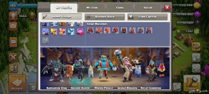 حساب كلاش اوف كلانس تاون 16 مربوط بكلاش رويال 9000 كأس 5