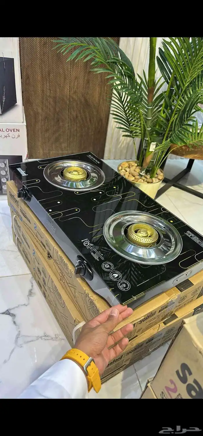 موقد غاز زجاجي مزدوج الشعلات من سانفورد بنقش SF5361GC2B موق 0