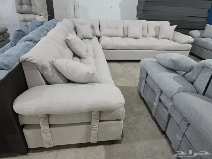 كنب جديد جاهز حرف ال و7نفر بأسعار مناسبة شامل التوصيل 15