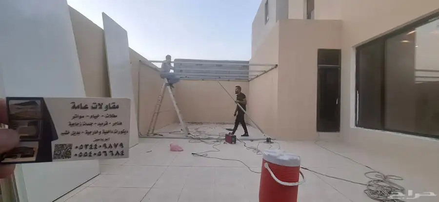 مضلات سواتر خيام برجولات هناجر جلسات خارجيه غرف زجاجيه 3