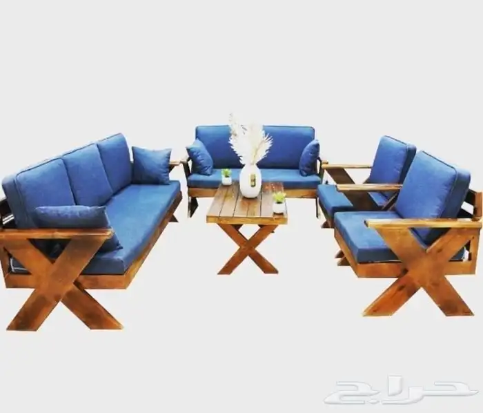 طقم جلسات خارجيه حديد وخشب الاسعار مناسب. 4