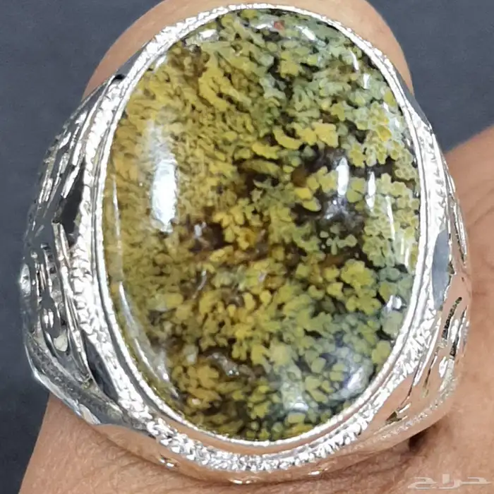 خاتم عقيق يماني طحلبي مميز 2