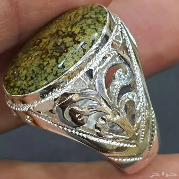 خاتم عقيق يماني طحلبي مميز 3