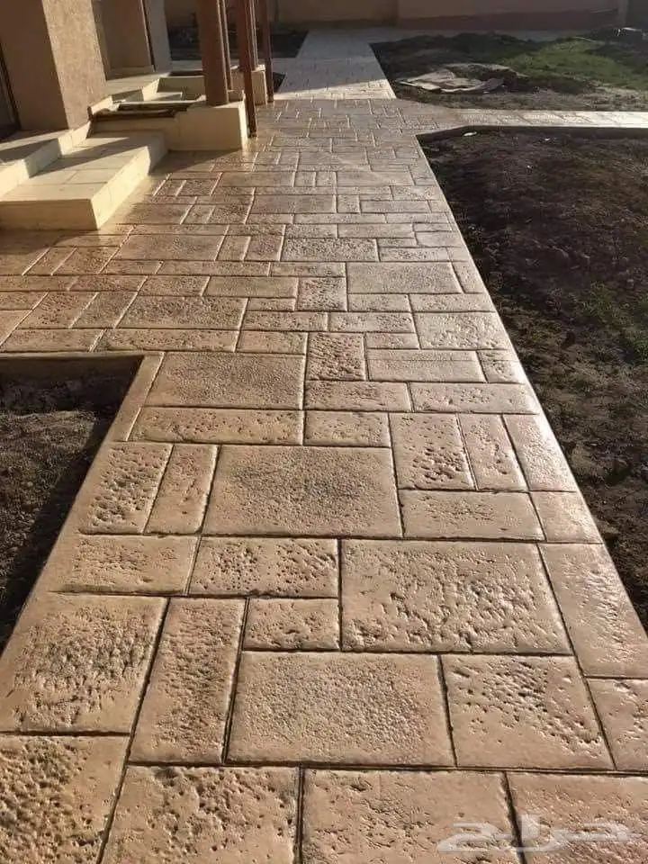 معلم الخرسانة المطبوعة الملونه صبة ديكور الختام صبة مروحة صب 4