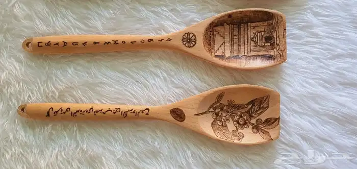 ملاعق فنية رسم بالحرق على الخشب 23
